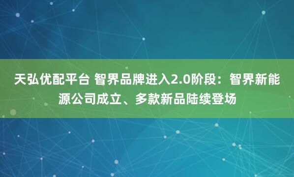 天弘优配平台 智界品牌进入2.0阶段：智界新能源公司成立、多款新品陆续登场